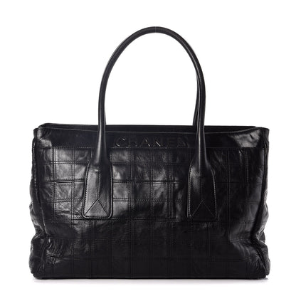 Chanel Lambskin Square Stitched Lax Shopping Tote Black 1 of 10
