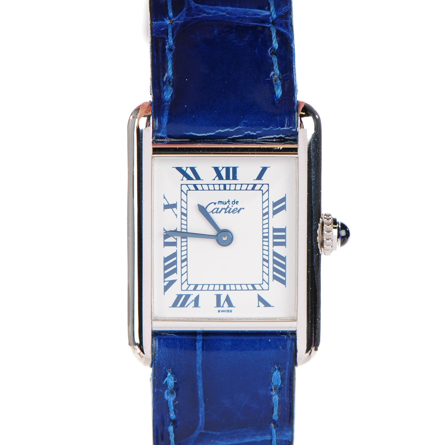 Cartier Sterling Silver Alligator 20mm Must de Cartier Tank