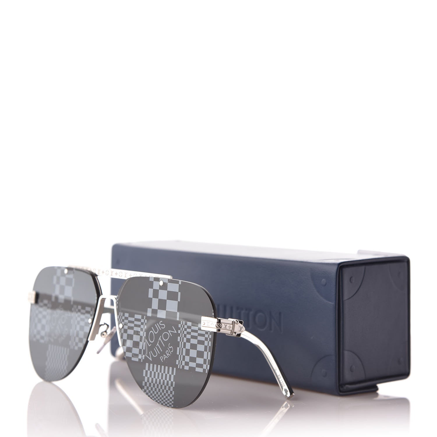 Louis Vuitton Animated Damier Ash Sunglasses Z1441E Silver 758270