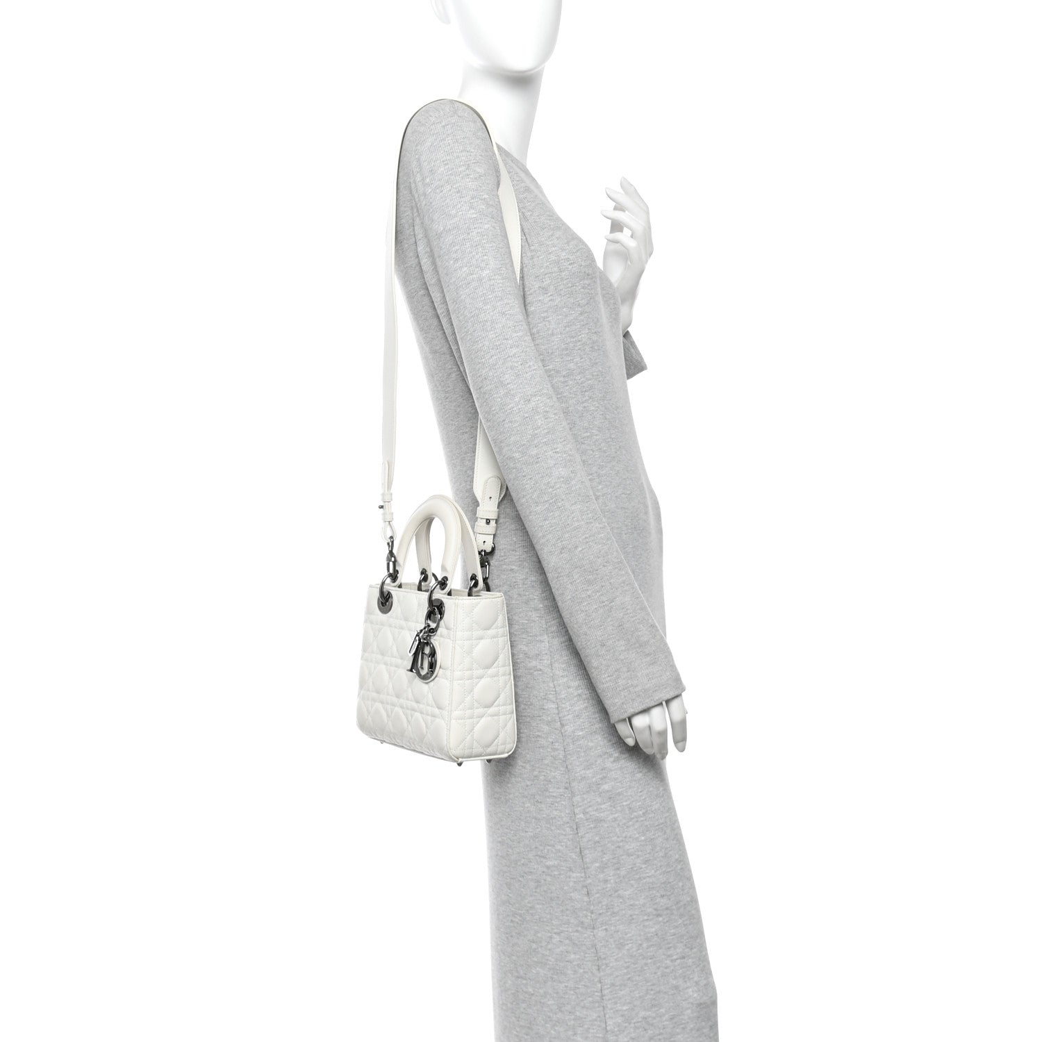 Christian Dior Lambskin Cannage Small My ABCDior Lady Dior White 2 of 11