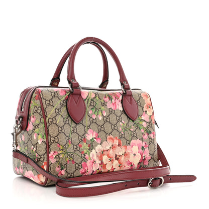 Gucci GG Supreme Monogram Blooms Small Boston Beige Multicolor Dry Rose 3 of 12