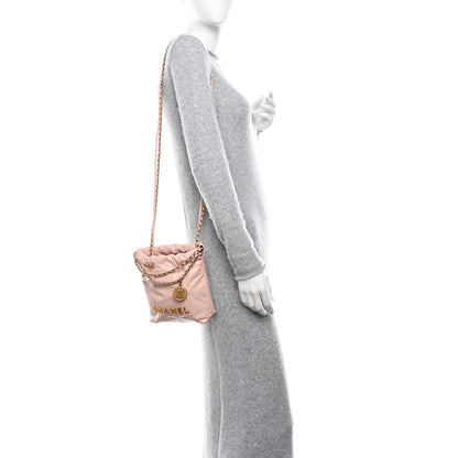 Chanel Shiny Calfskin Quilted Mini Chanel 22 Light Pink 2 of 10