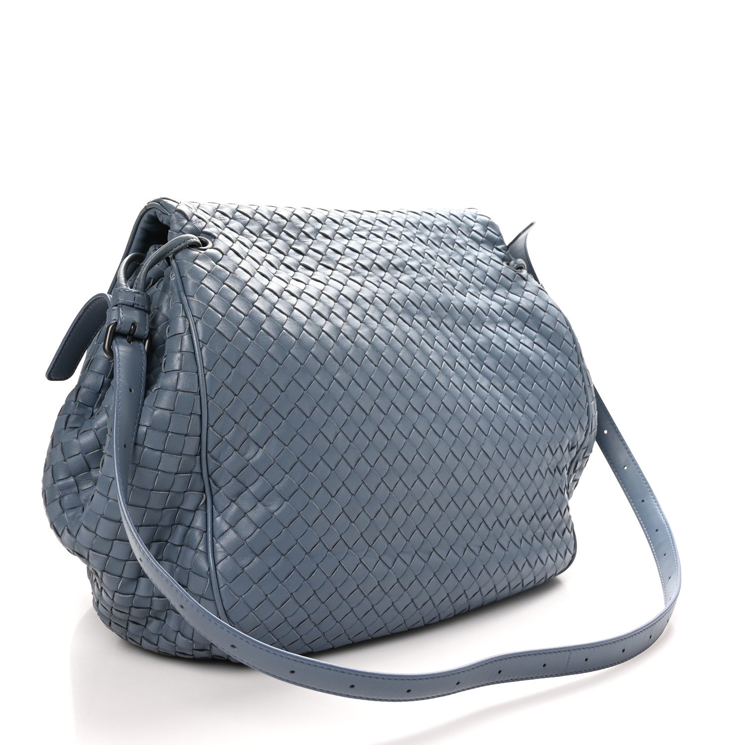 Bottega Veneta Nappa Intrecciato Messenger Bag Blue 3 of 10