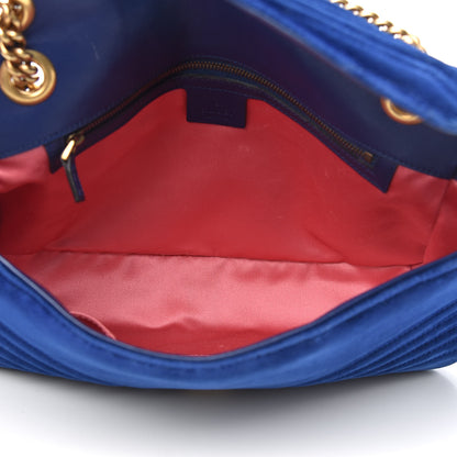 Gucci Velvet Matelasse Medium GG Marmont Shoulder Bag Cobalt Blue 5 of 16