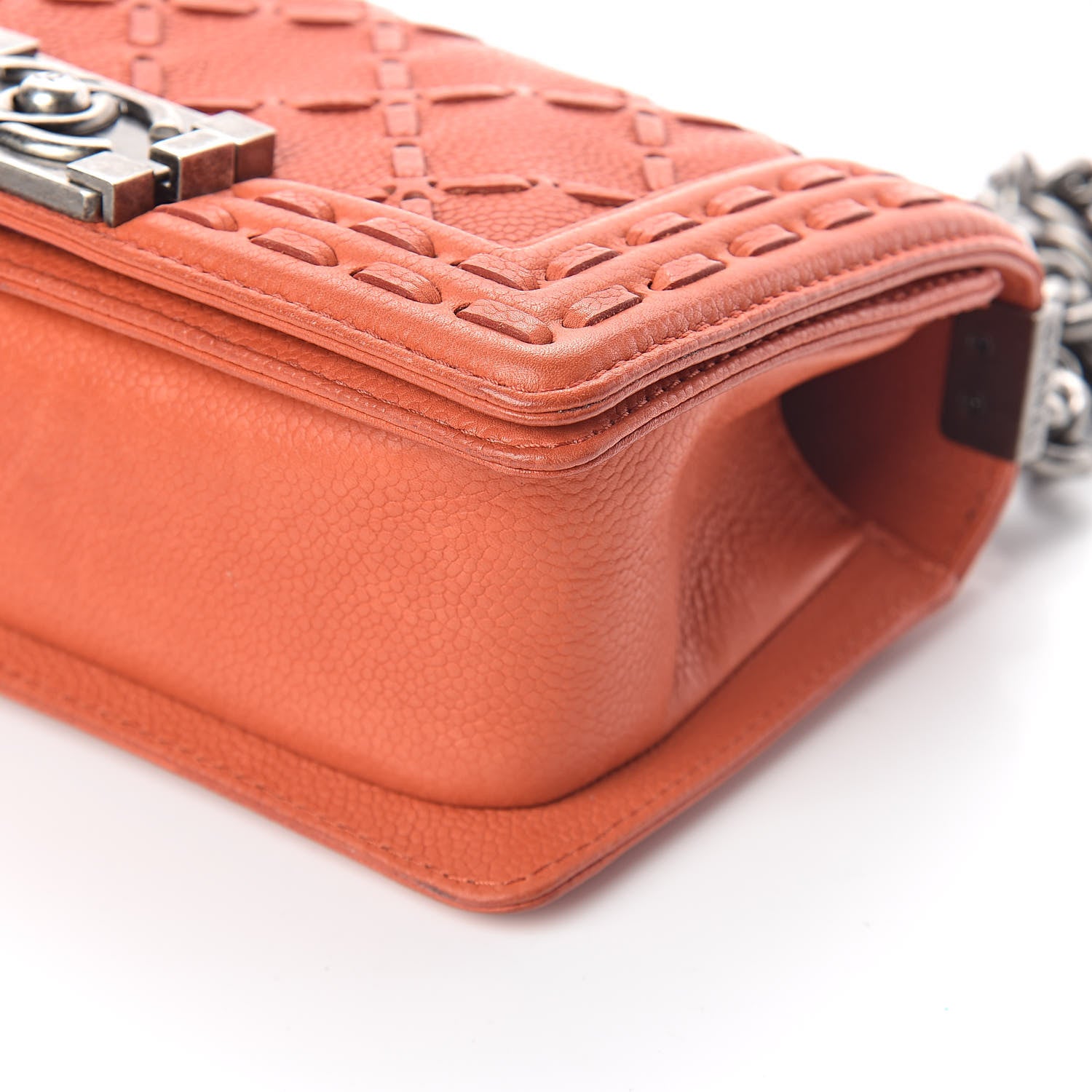 Chanel Caviar Stitched Small Boy Flap Dark Orange 9 of 10