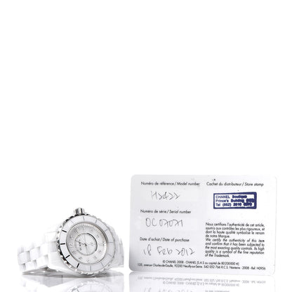 Chanel Stainless Steel Ceramic Diamond Mother of Pearl 33mm J12 Quartz Watch White 7 of 7