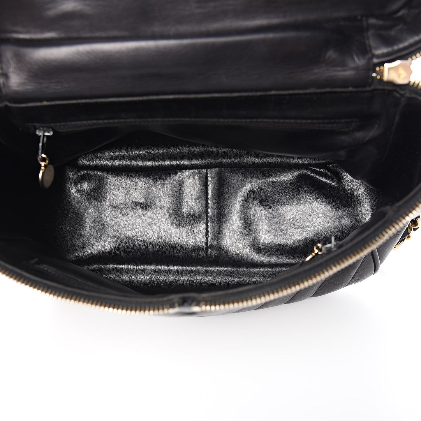Lambskin Chevron Quilted Shoulder Bag Black