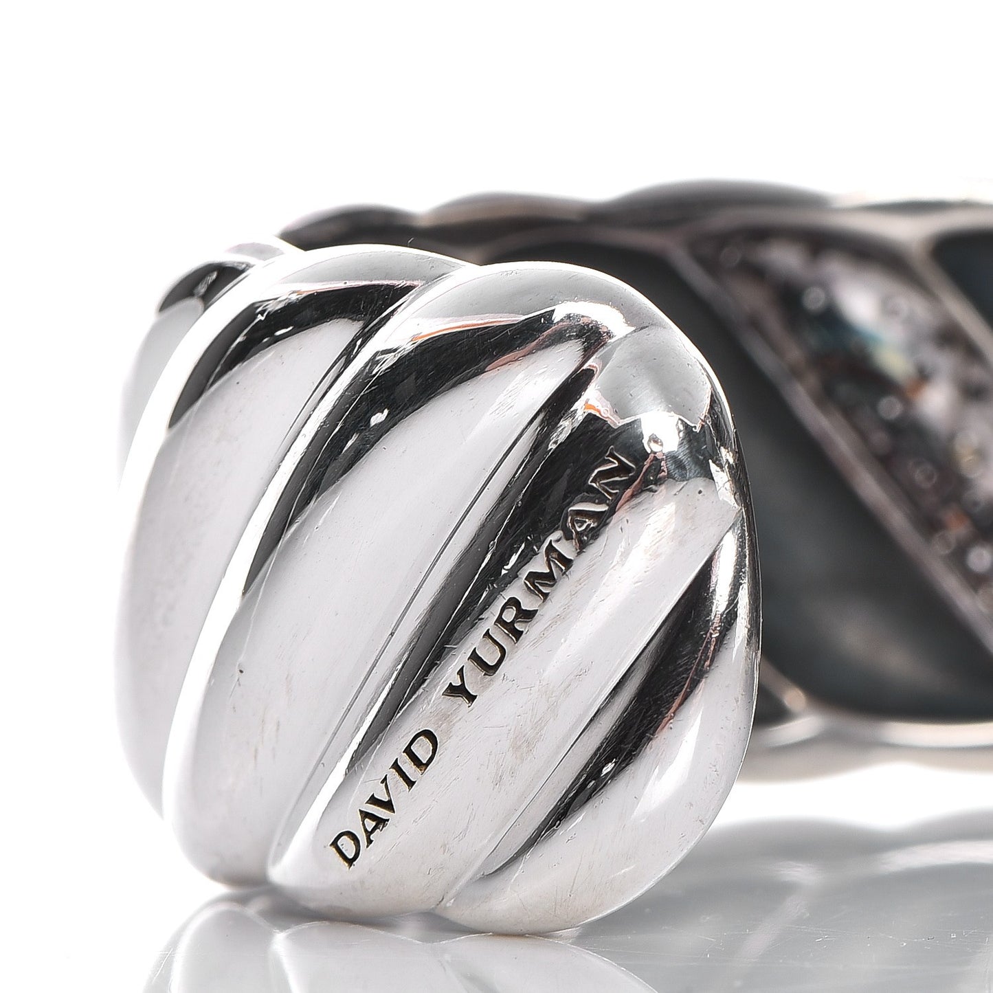 Sterling Silver Diamond 24mm Sculpted Cable Cuff
