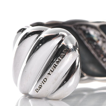 David Yurman Sterling Silver Diamond 24mm Sculpted Cable Cuff 4 of 8