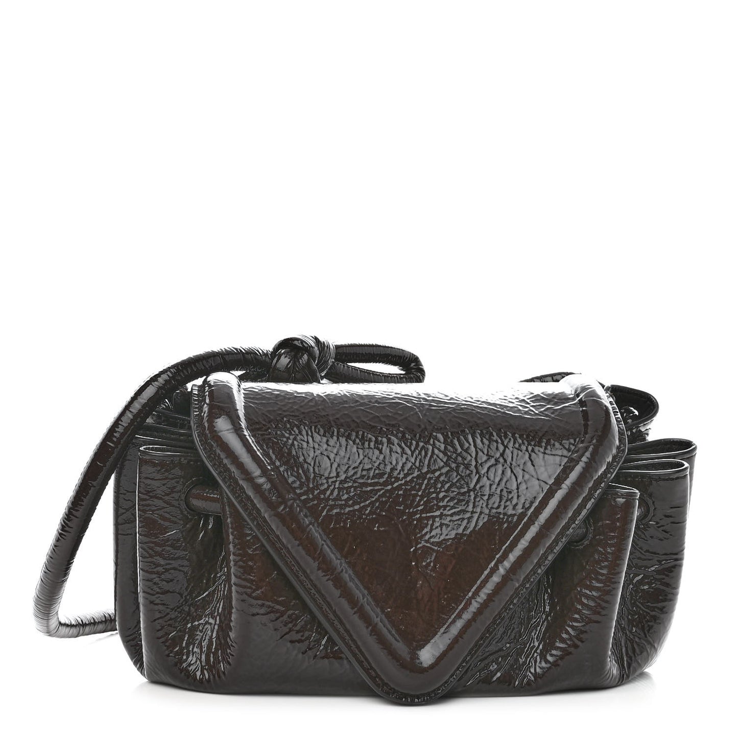 Patent Deerskin Small Beak Triangle Flap Shoulder Bag Fondant