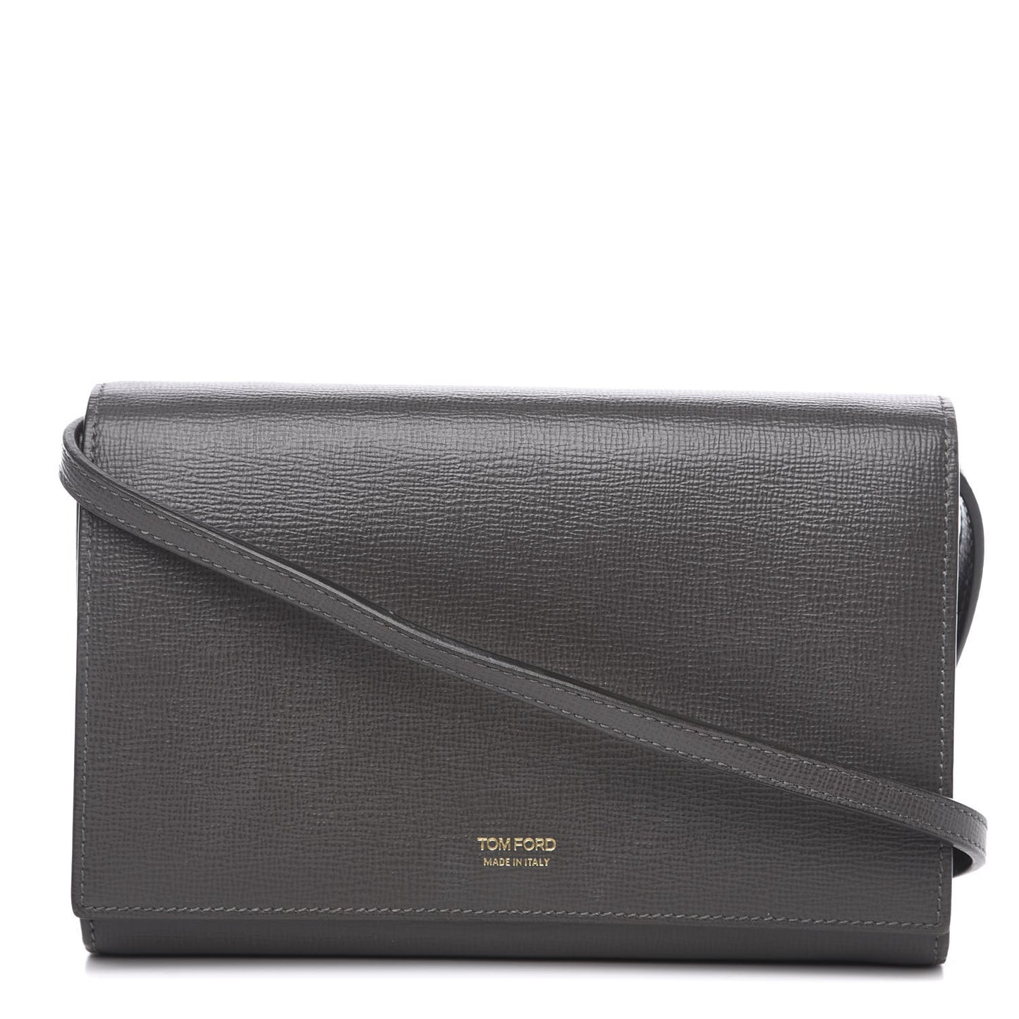 Calfskin Wallet On Strap Light Grey
