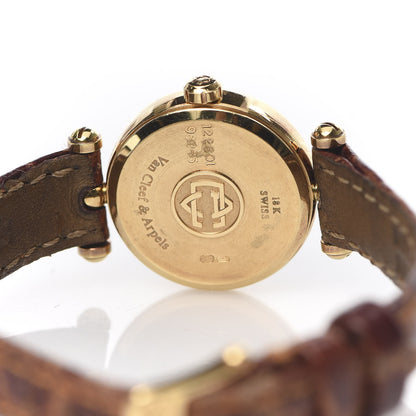 Van Cleef & Arpels 18K Yellow Gold Alligator Coral 21mm Classic Quartz Watch 5 of 7
