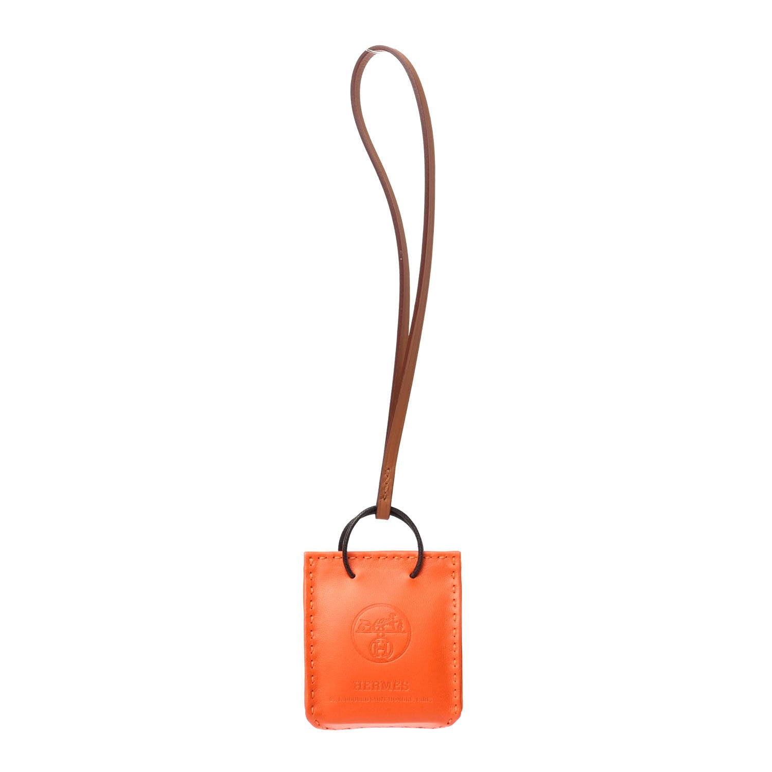 Hermes Milo Lambskin Swift Shopping Bag Charm Feu Gold 1 of 4