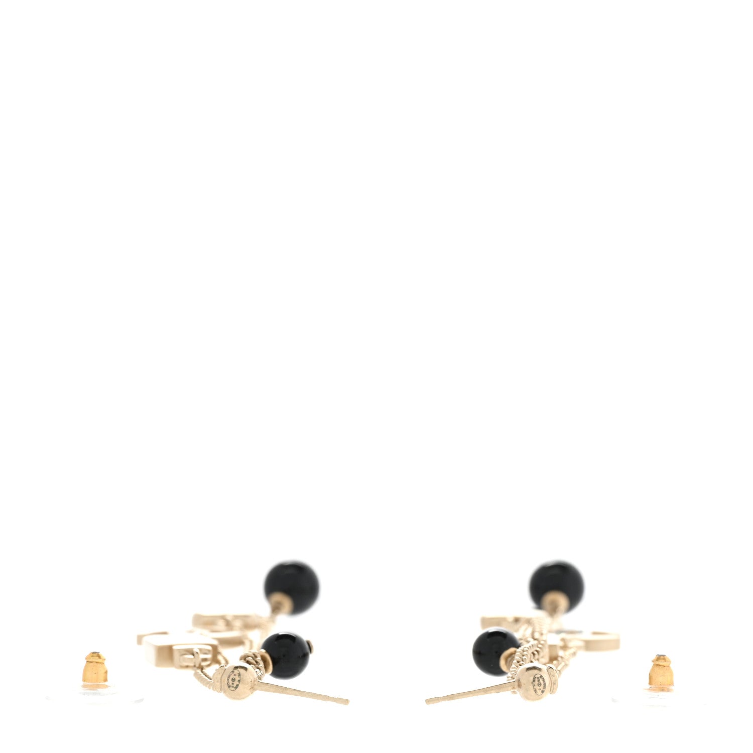 Chanel CC Pearl N°5 Perfume Bottle Charm Drop Earrings Gold Black 3 of 5