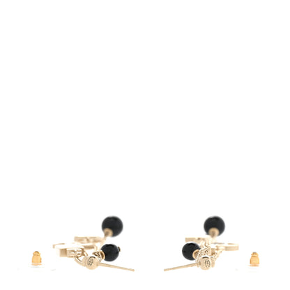 Chanel CC Pearl N°5 Perfume Bottle Charm Drop Earrings Gold Black 3 of 5