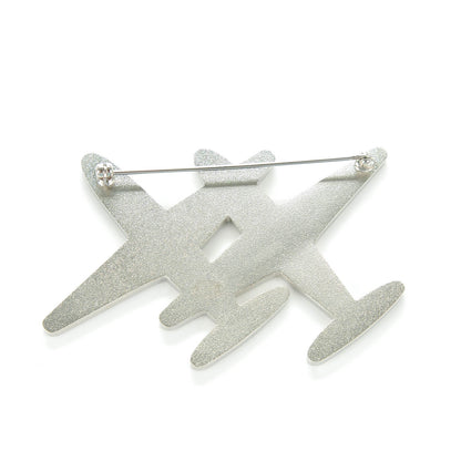 Chanel Metal Resin Mirror CC Airplane Brooch Black Silver 3 of 6
