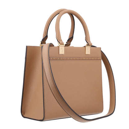 Fendi Vitello Santa Barbara Woven Logo Small Fendi Sunshine Shopper Tote Cappucino 3 of 10
