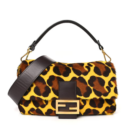 Fendi Calf Hair Leopard Print Baguette Yellow Multicolor 1 of 9