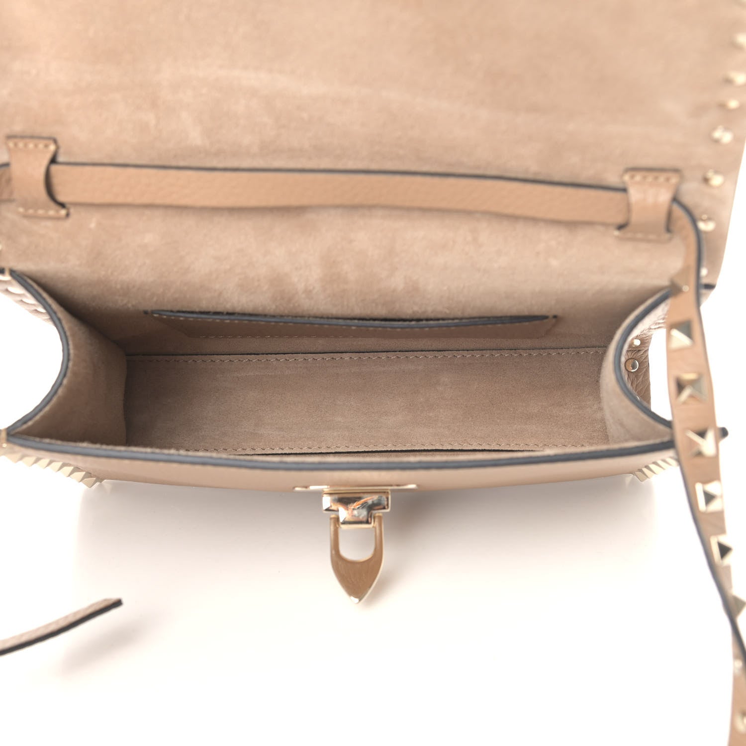 Valentino Garavani Pebbled Calfskin Medium Rockstud Flip Lock Crossbody Bag Deep Alpaca 4 of 7
