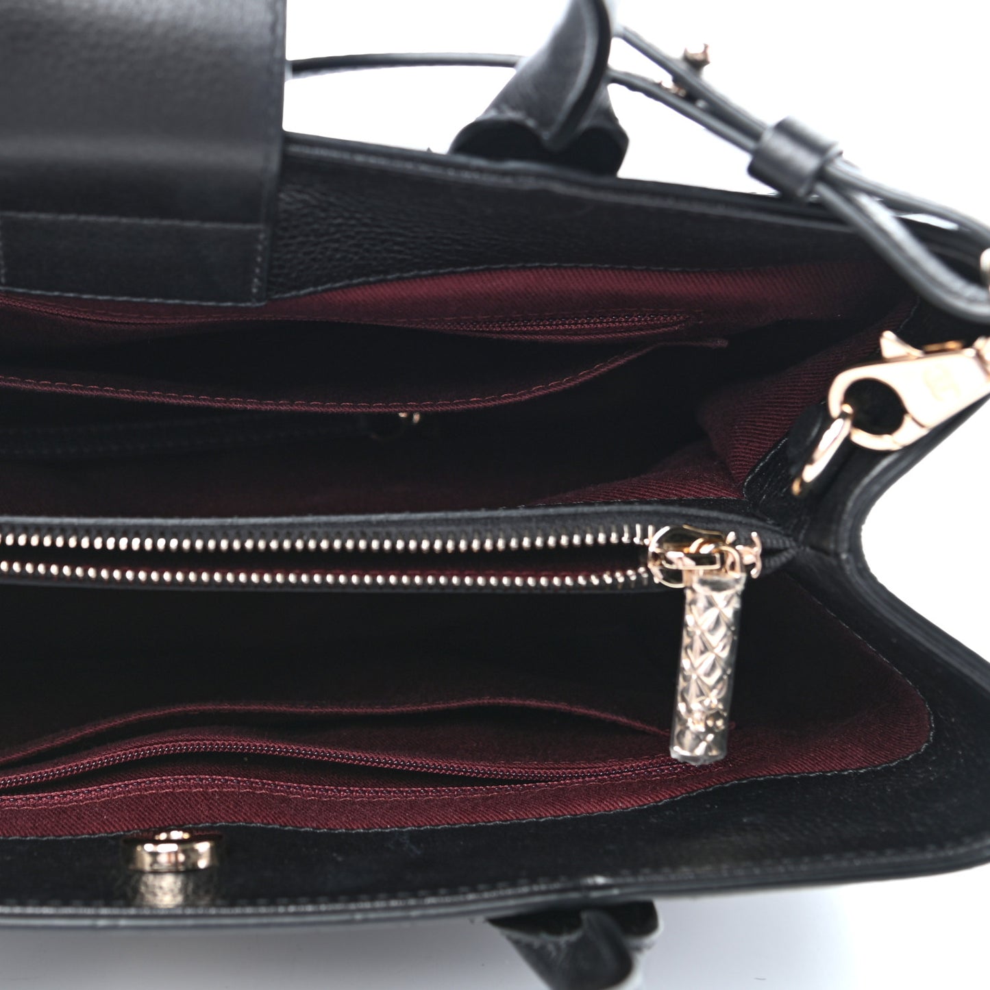 Grained Calfskin Small Neo Executive Shopper Tote Black