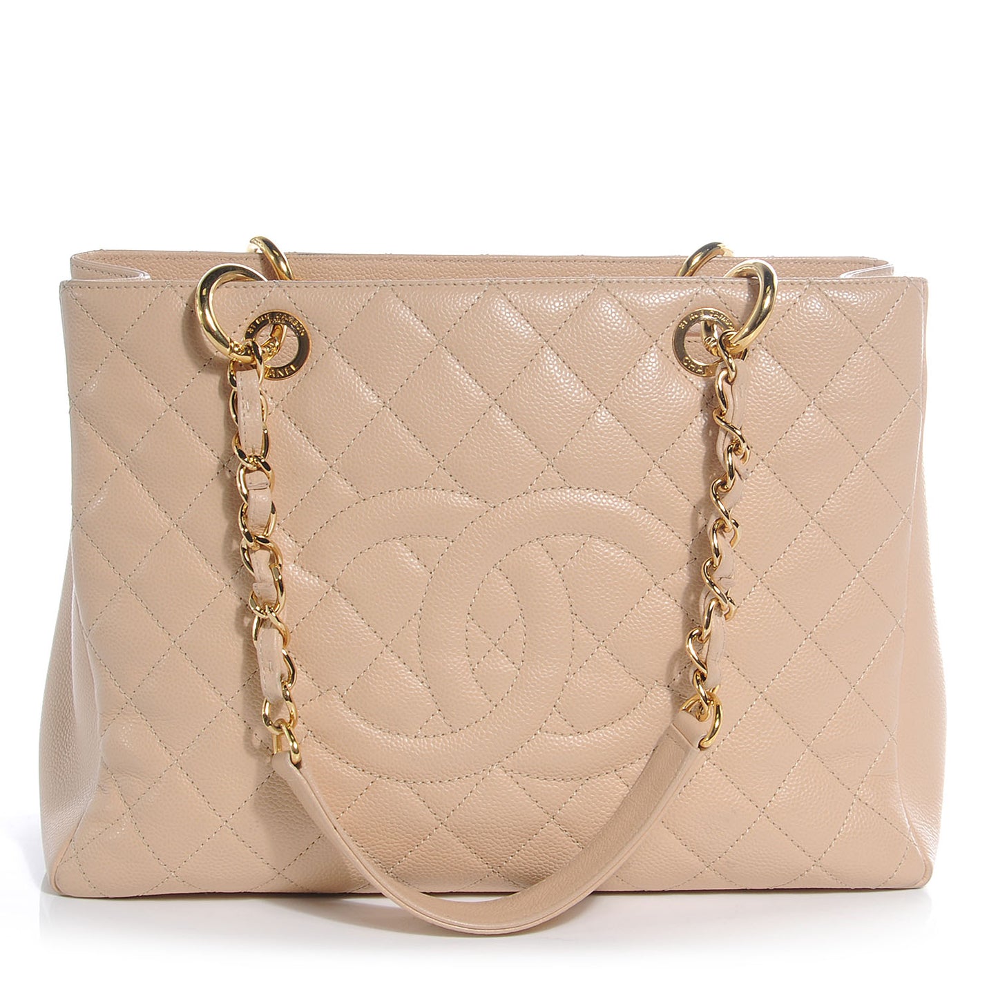 Caviar Quilted Grand Shopping Tote GST Beige