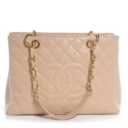 Chanel Caviar Quilted Grand Shopping Tote GST Beige 1 of 10