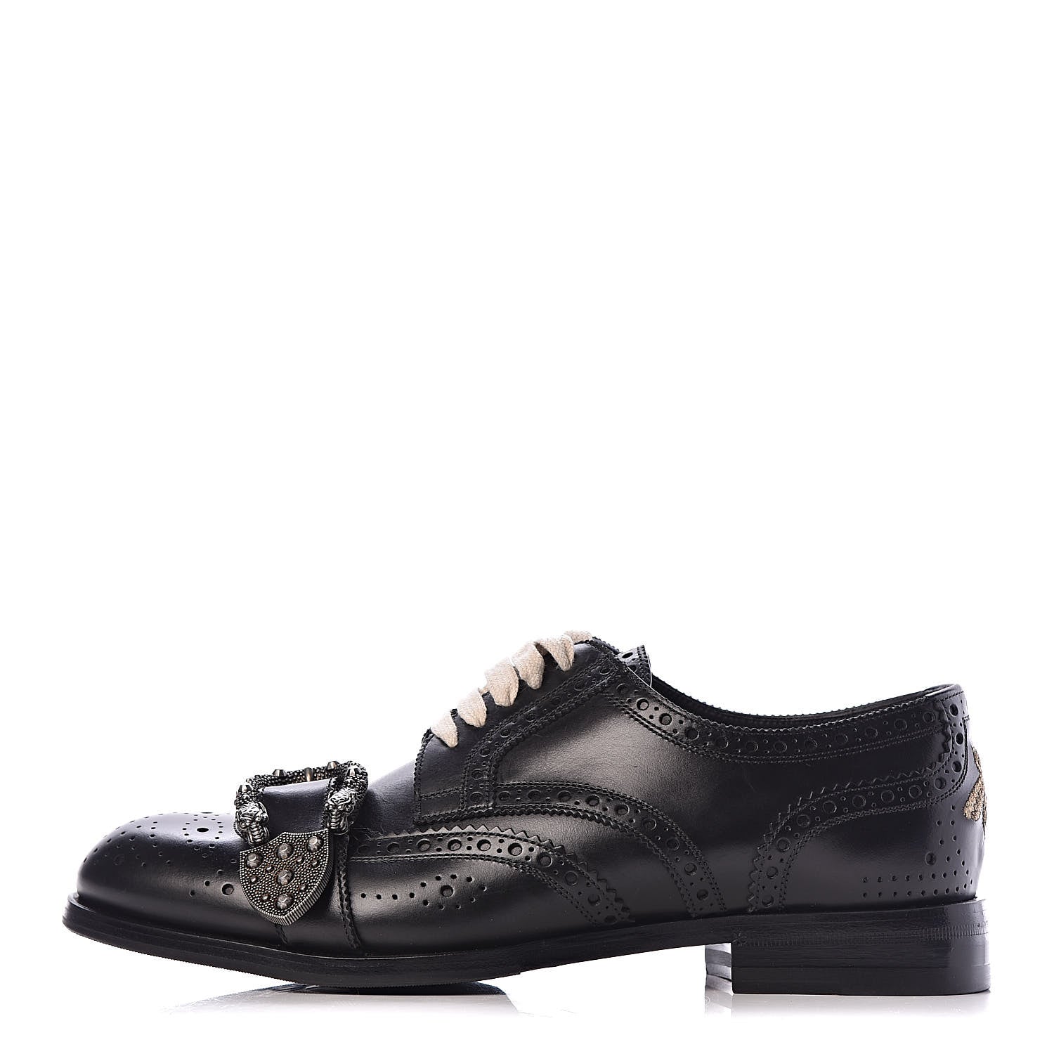 Gucci Calfskin Bee Embroidered Mens Queercore Brogue Derby Shoes 7 Black 1 of 10