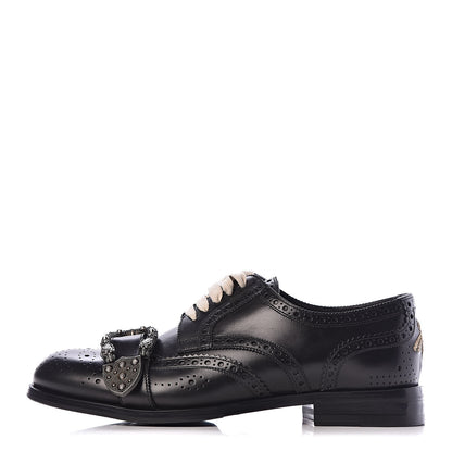 Gucci Calfskin Bee Embroidered Mens Queercore Brogue Derby Shoes 7 Black 1 of 10