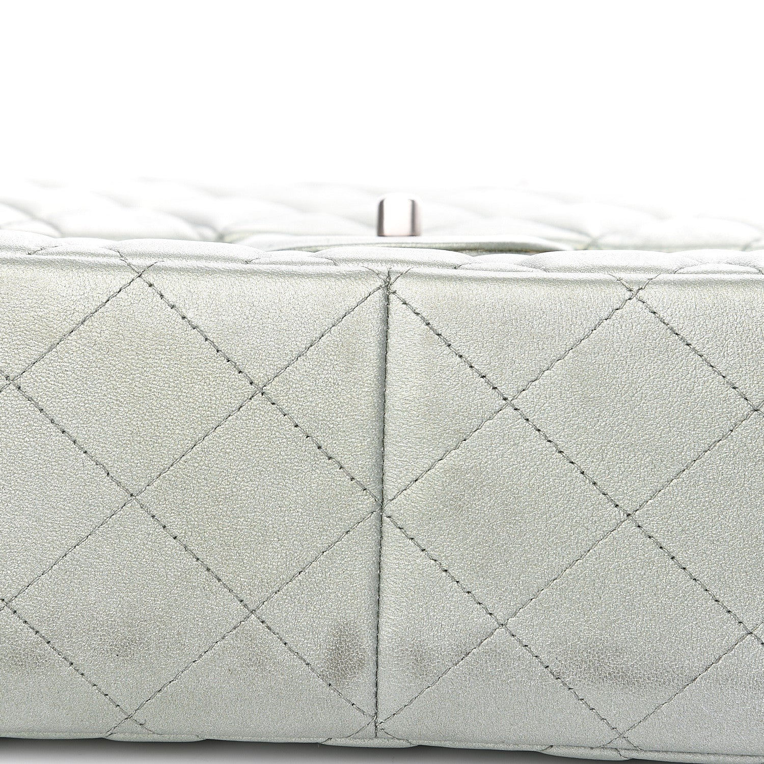 Chanel Metallic Lambskin Quilted Jumbo Double Flap Green 12 of 16