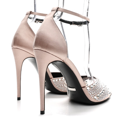 Gucci Satin Crystal Ankle Strap Sandal Pumps 39.5 Skin Rose 5 of 10