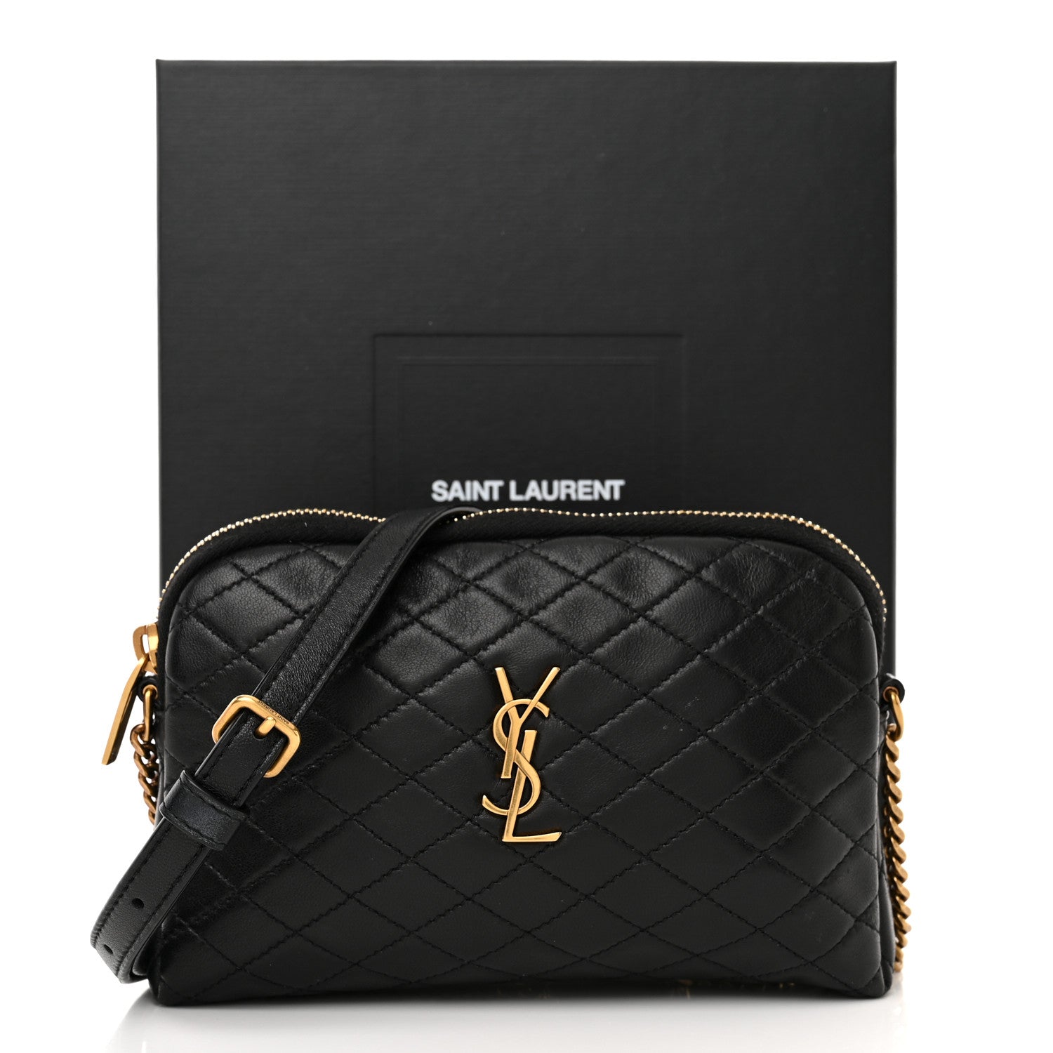 Saint Laurent Lambskin Quilted Gaby Zipped Pouch Black 11 of 11