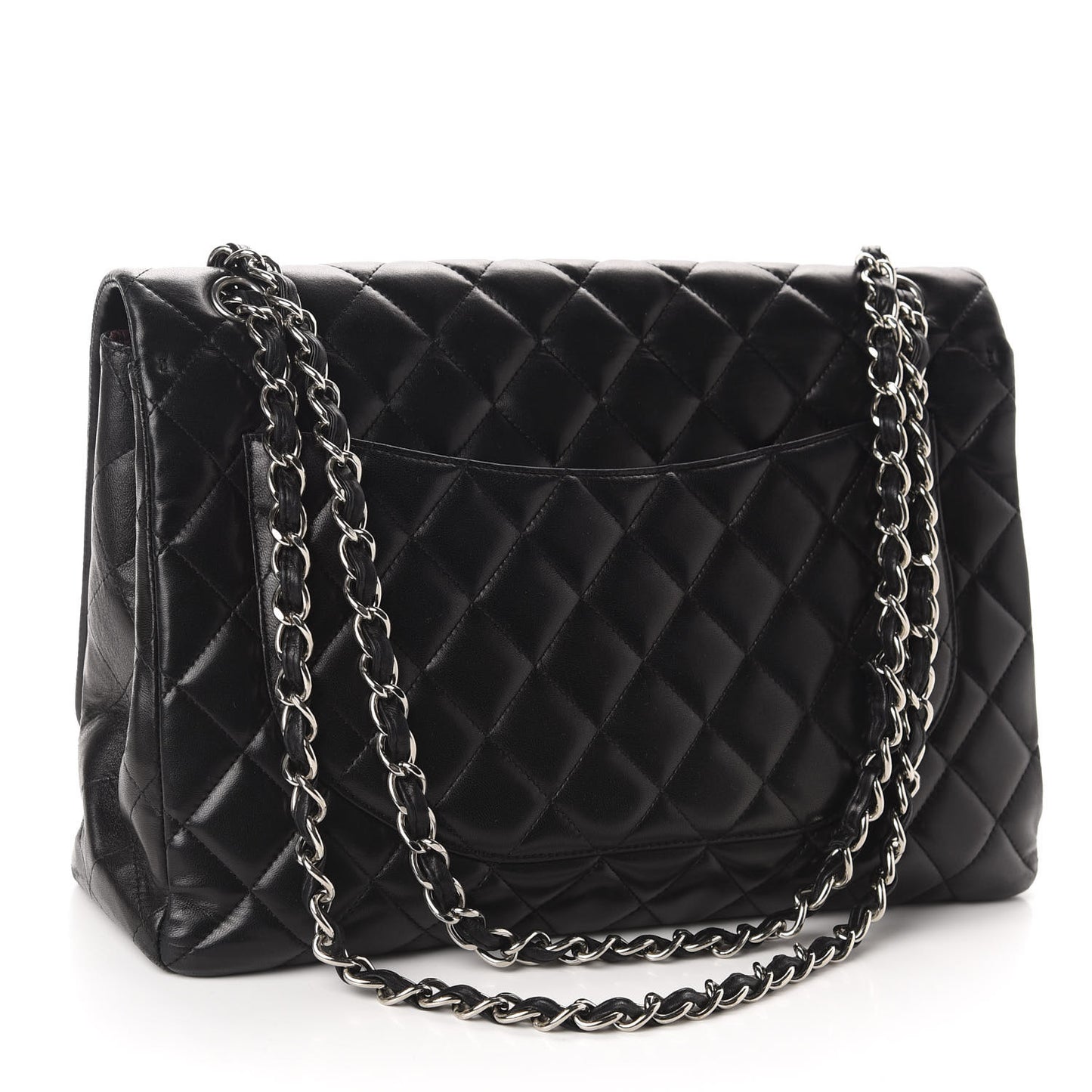 Lambskin Quilted Maxi Single Flap Black
