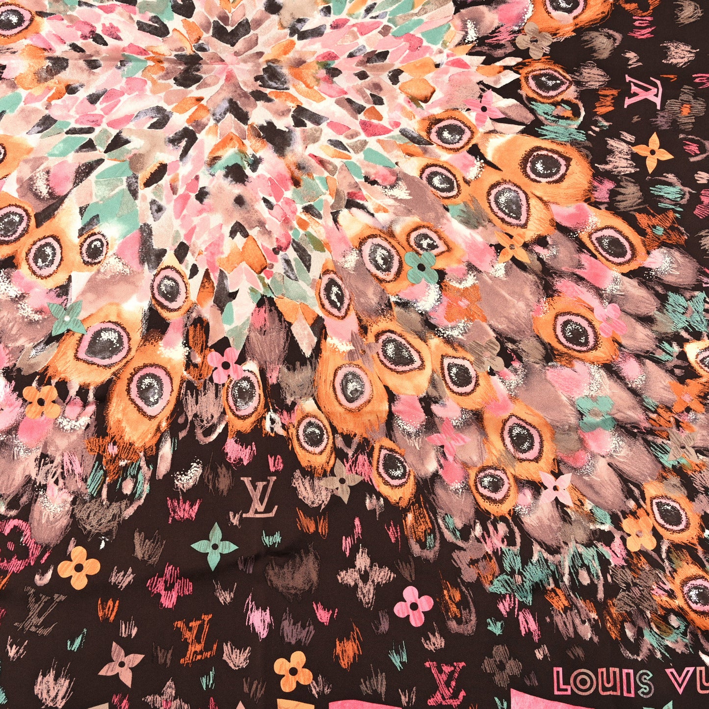 Silk Monogram Fleur Arty Square 90 Scarf Multicolor