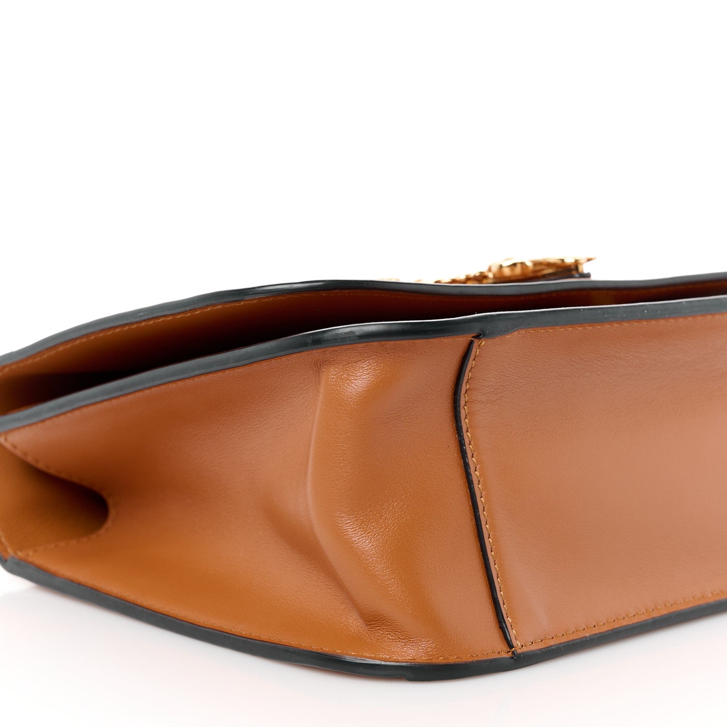 Vitello Barocco Virtus Top Handle Shoulder Bag Brown