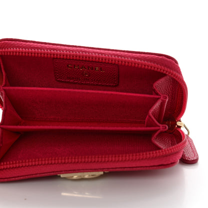 Chanel Caviar Quilted Boy Zip Around Coin Purse Wallet Red 5 of 8