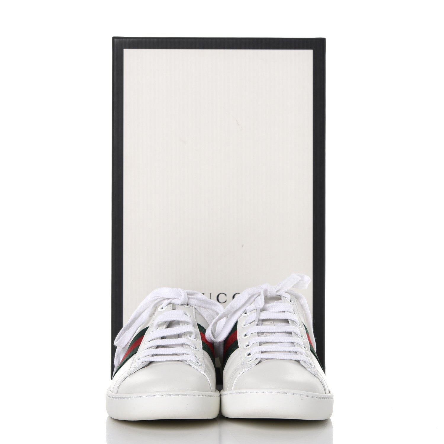 Gucci Calfskin Crocodile Web Ace Sneakers 35.5 White Green 9 of 9