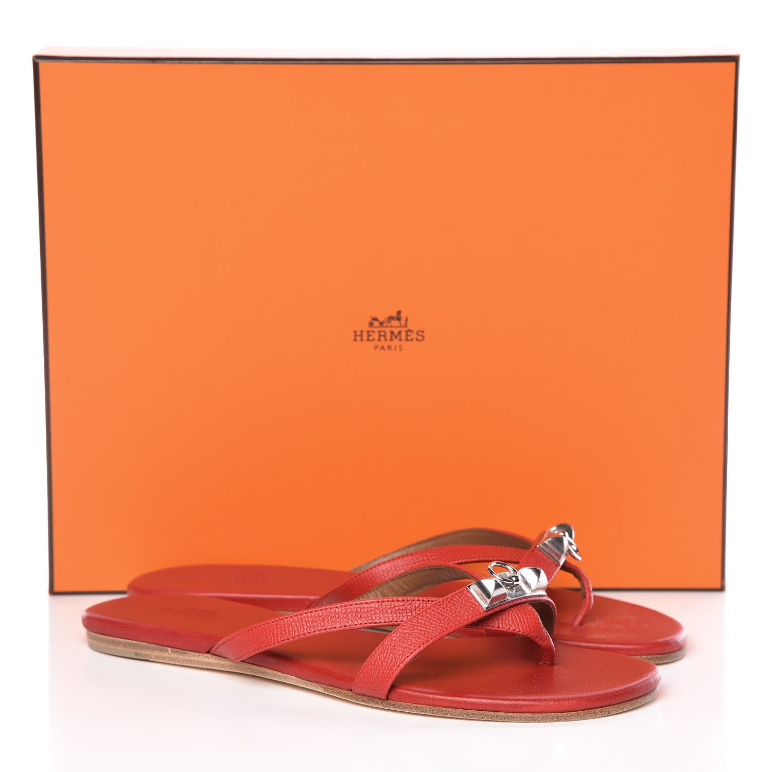 Hermes Epsom Corfou Sandals 36 Rouge 8 of 8