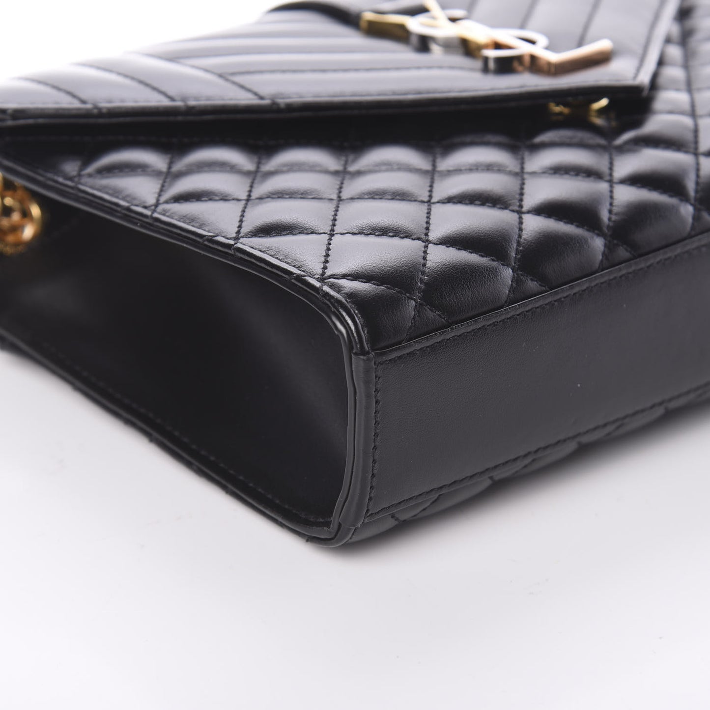 Grain De Poudre Textured Mixed Matelasse Triquilt Medium Monogram Satchel Black