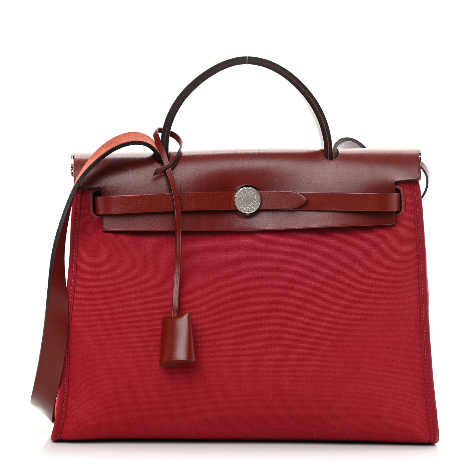 Hermes Military Toile Vache Hunter Herbag Zip 31 PM Rouge Grenat 3 of 15