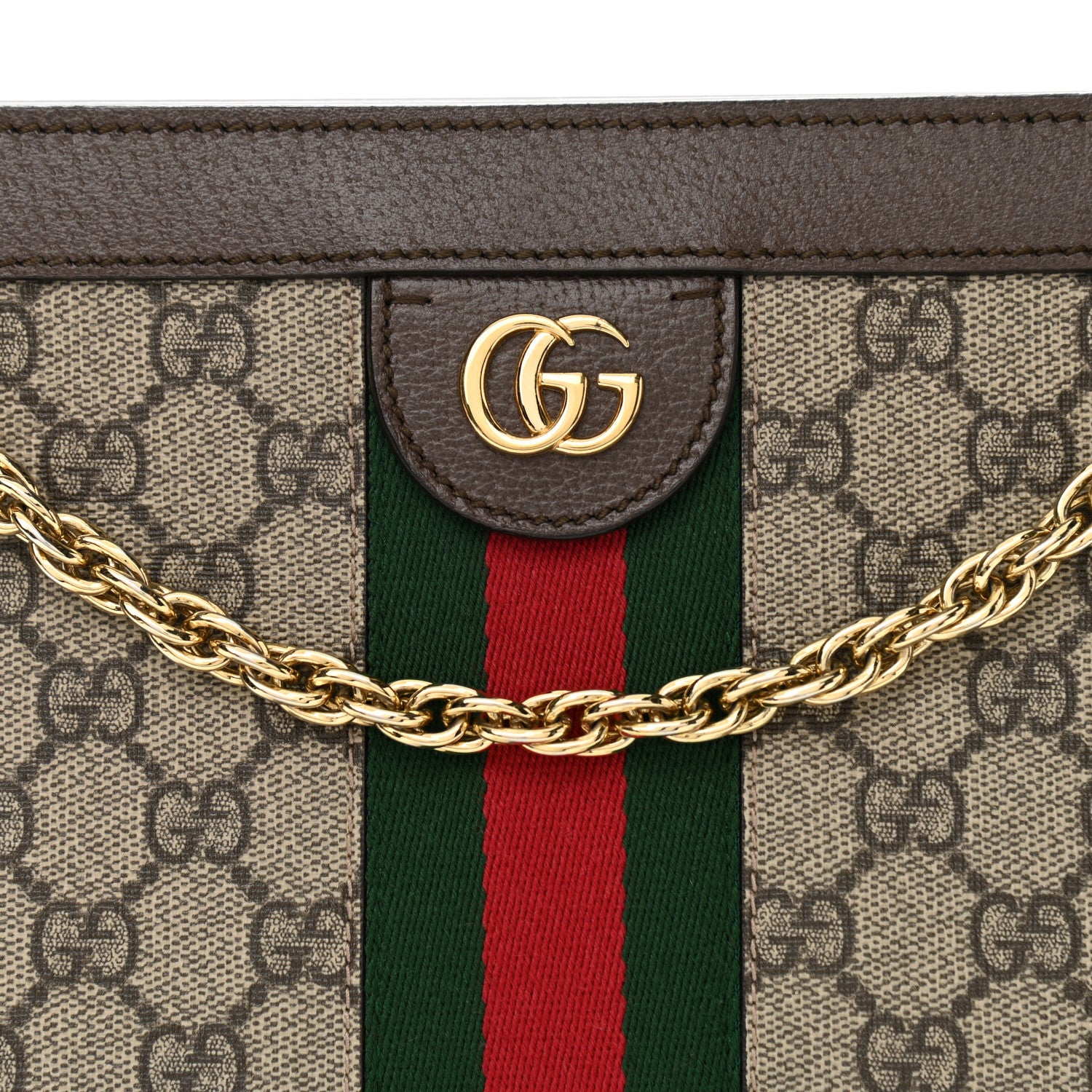 Gucci GG Supreme Monogram Web Medium Ophidia Chain Shoulder Bag Brown 8 of 10