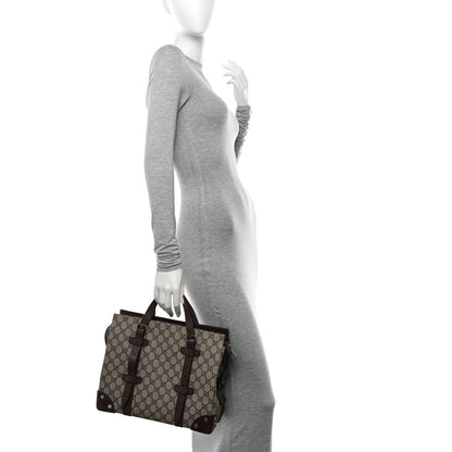 Gucci GG Supreme Monogram Textured Dollar Calfskin Small Detail Tote Beige Ebony New Acero 2 of 10