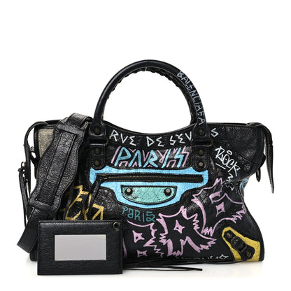 Balenciaga Agneau Graffiti All Over Classic Hardware City Black Multicolor 2 of 10