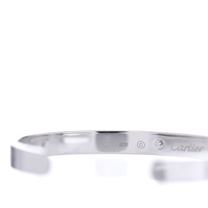 Cartier 18K White Gold 1 Diamond LOVE Cuff Bracelet 17 4 of 6