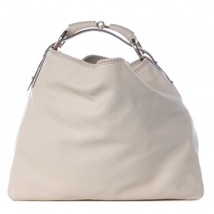 Gucci Leather Horsebit Chain Large Hobo Ivory 1 of 7
