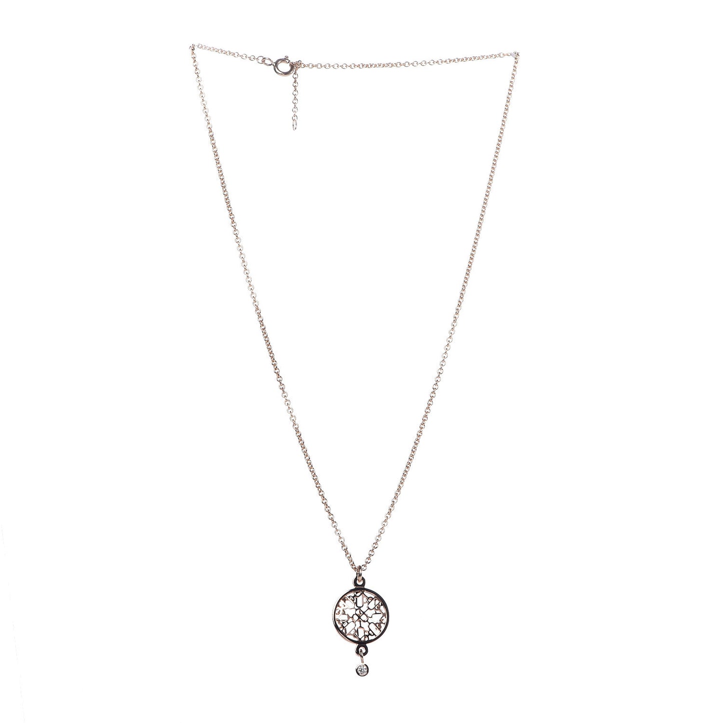 18K Rose Gold Diamond Chaine D'Ancre Passerelle Pendant Necklace