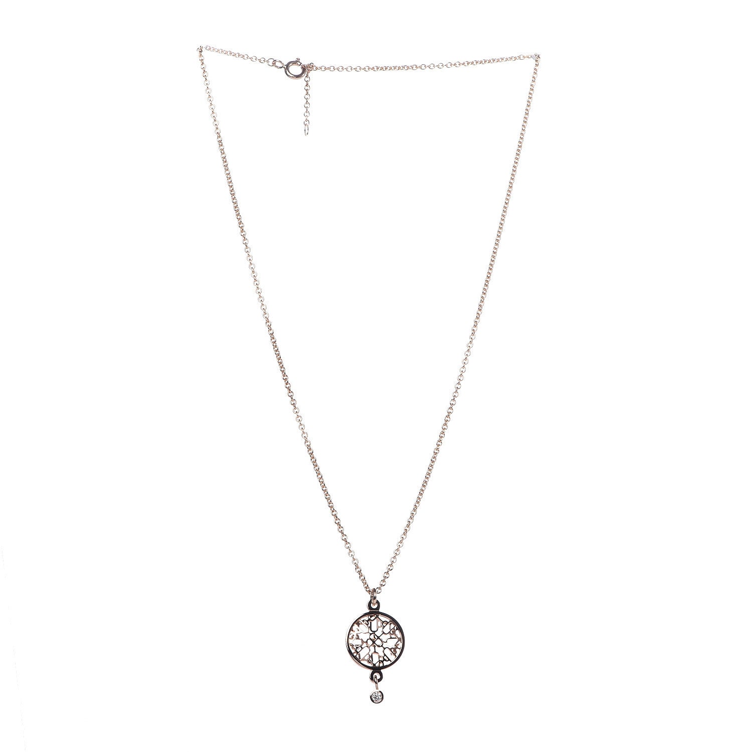 Hermes 18K Rose Gold Diamond Chaine D'Ancre Passerelle Pendant Necklace 3 of 6
