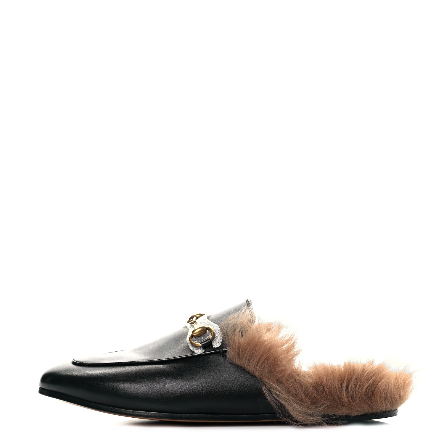 Gucci Calfskin Fur Womens Princetown Slippers 39 Black 1 of 8