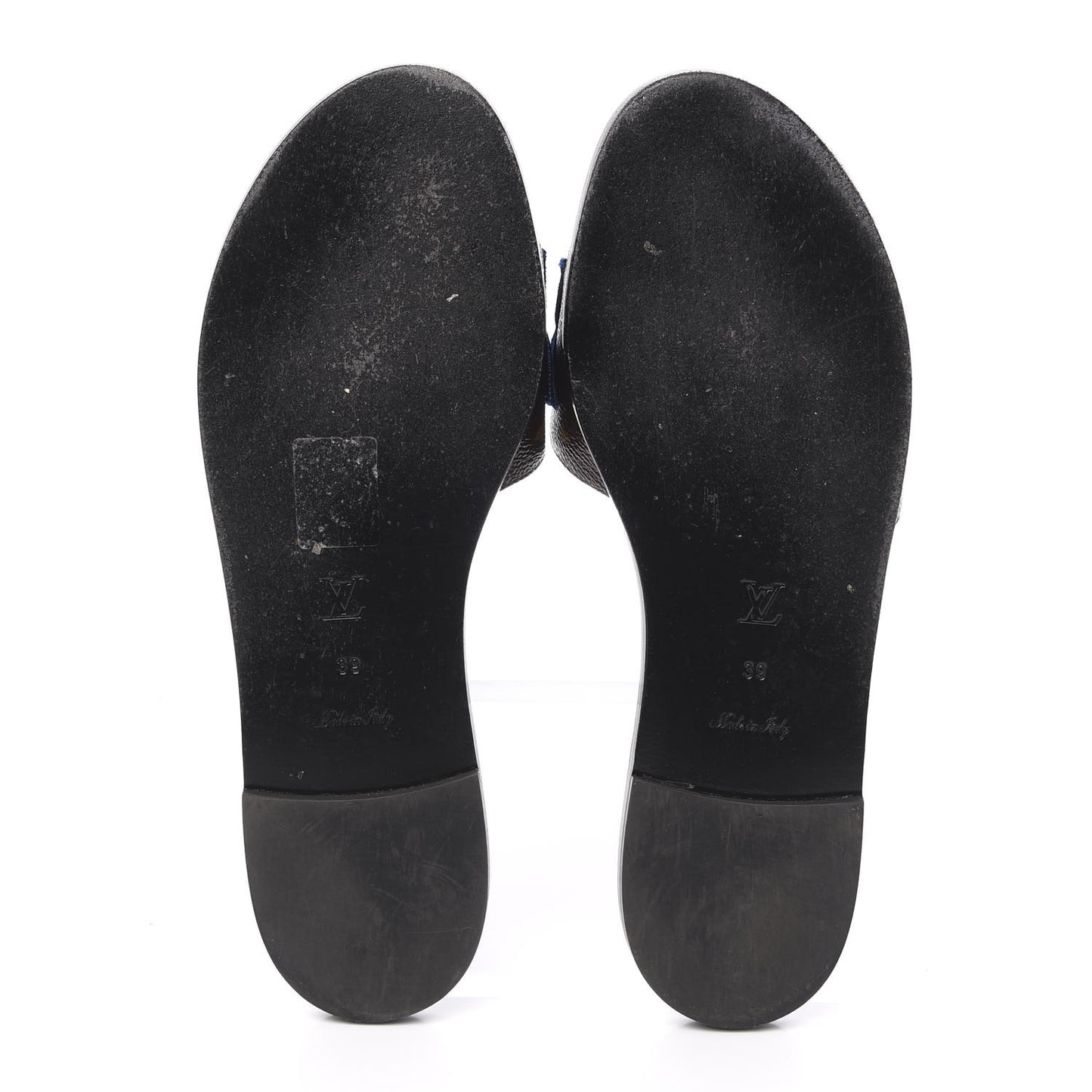 Patent Calfskin Monogram Black Heart Flat Mules 39 Cacao