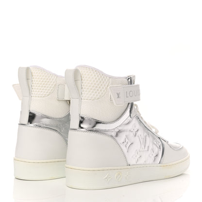 Louis Vuitton Metallic Calfskin Embossed Monogram Boombox Sneakers 39 White Silver 4 of 8