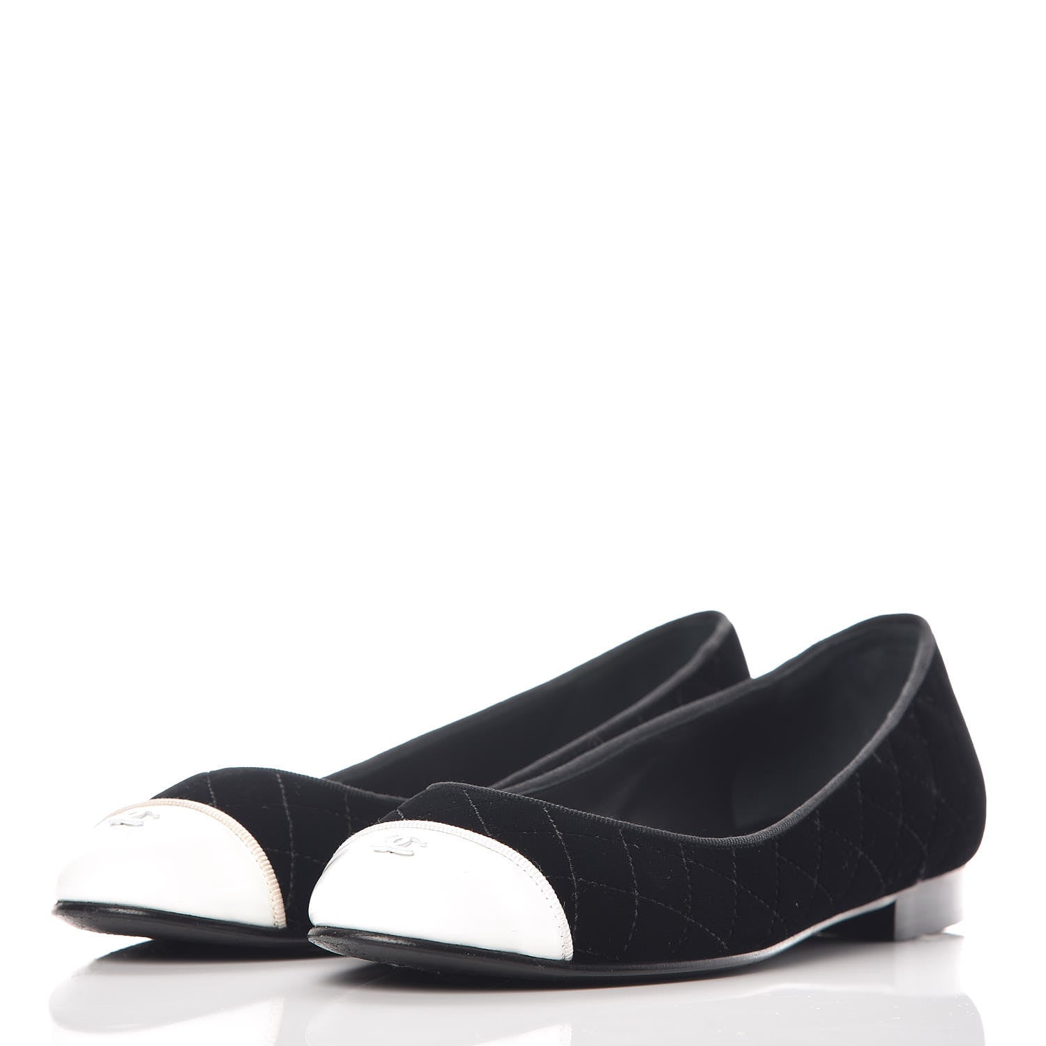Chanel Velvet Lambskin Cap Toe Ballerina Flats 36.5 Black 3 of 15
